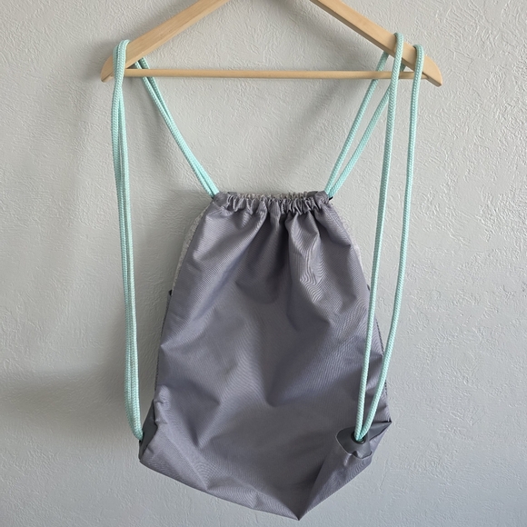 Adidas Unisex Alliance II Drawstring Backpack Gray Teal Bag w/ Lined Pockets - Picture 3 of 6